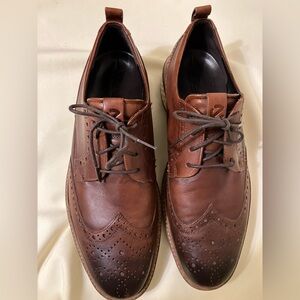 ECCO Men's Cognac Brown ST.1Hybrid Derby Wingtip Leather Lace Up Shoes Size 11